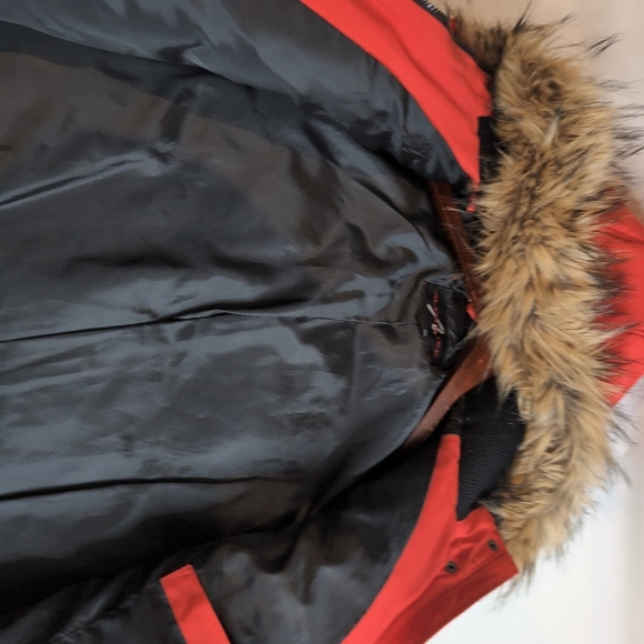 Alpinetek Short Down Red Fur-Trimmed Jacket - Picture 5 of 14